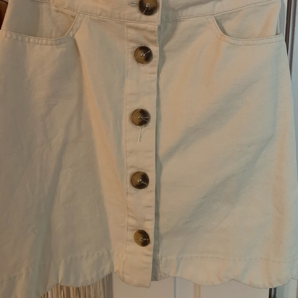 Button down cream scalloped skirt size small